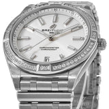 Breitling Chronomat Automatic 36 Diamonds White Dial Silver Steel Strap Watch for Women - A10380591A1A1 Authentic Buy Shop Now