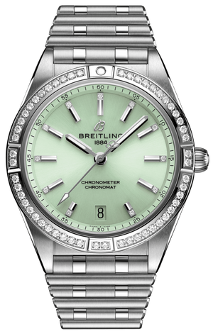 Breitling Chronomat Automatic 36 Diamonds Green Dial Two Tone Steel Strap Watch for Women - A10380591L1A1 Authentic Buy Shop Now