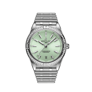 Breitling Chronomat Automatic 36 Diamonds Green Dial Two Tone Steel Strap Watch for Women - A10380591L1A1 Authentic Buy Shop Now