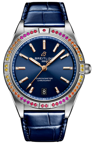 Breitling Chronomat Automatic 36 South Sea Blue Dial Blue Leather Strap Watch for Women - A10380611C1P1 Authentic Buy Shop Now