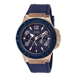 Guess Rigor Blue Dial Blue Silicone Strap Watch For Men - W0247G3 Authentic Buy Shop Now