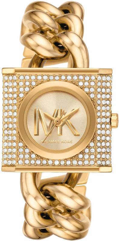 Michael Kors Chain Lock Pave Gold Dial Gold Steel Strap Watch For Women - MK4711 Authentic Buy Shop Now
