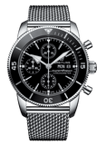 Breitling Superocean Heritage Chronograph 44 Black Dial Silver Mesh Bracelet Watch for Men - A13313121B1A1 Authentic Buy Shop Now