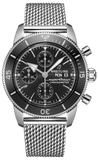 Breitling Superocean Heritage Chronograph 44 Black Dial Silver Mesh Bracelet Watch for Men - A13313121B1A1 Authentic Buy Shop Now