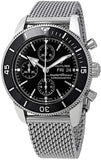 Breitling Superocean Heritage Chronograph 44 Black Dial Silver Mesh Bracelet Watch for Men - A13313121B1A1 Authentic Buy Shop Now