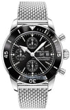 Breitling Superocean Heritage Chronograph 44 Black Dial Silver Mesh Bracelet Watch for Men - A13313121B1A1 Authentic Buy Shop Now