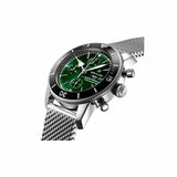 Breitling Superocean Heritage Chronograph 44 Green Dial Silver Mesh Bracelet Watch for Men - A13313121L1A1 Authentic Buy Shop Now