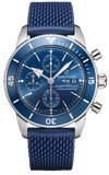 Breitling Superocean Heritage Chronograph 44 Blue Dial Blue Mesh Bracelet Watch for Men - A13313161C1S1 Authentic Buy Shop Now
