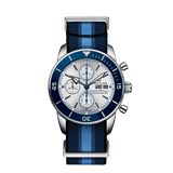 Breitling Superocean Heritage Chronograph 44 Ocean Conservancy Silver Dial Two Tone NATO Strap Watch for Men - A133131A1G1W1 Authentic Buy Shop Now