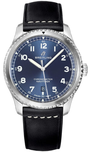 Breitling Navitimer 8 Automatic 41mm Blue Dial Black Leather Strap Mens Watch - A1731410 Authentic Buy Shop Now