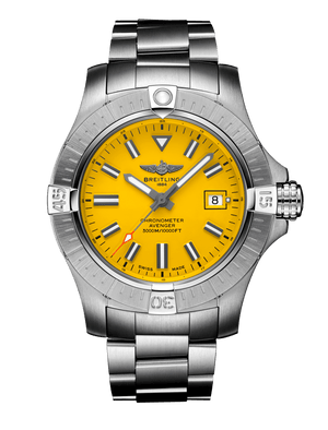 Breitling Avenger Automatic 45mm Seawolf Yellow Dial Silver Steel Strap Strap Watch for Men - A17319101/1A1 Authentic Buy Shop Now
