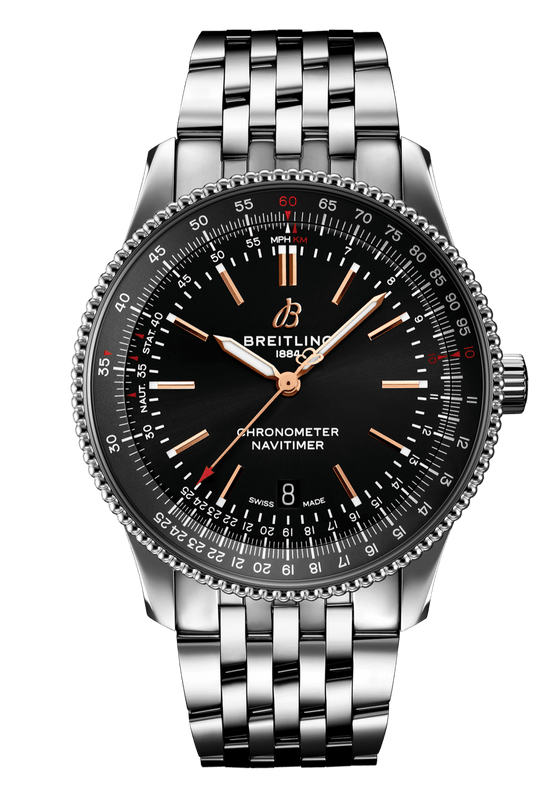 Breitling Navitimer Automatic 41mm Black Dial Silver Steel Strap Watch for Men - A17326241B1A1 Authentic Buy Shop Now