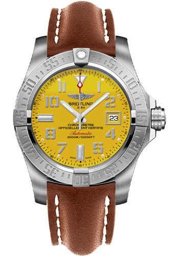 Breitling Avenger 11 Seawolf Stainless Steel Cobra Yellow Dial Mens Watch - A1733110/I519/434X Authentic Buy Shop Now