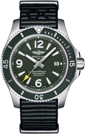 Breitling Superocean Automatic 44mm Outerknown Green Dial Green Nylon Strap Watch for Men - A17367A11L1W1 Authentic Buy Shop Now