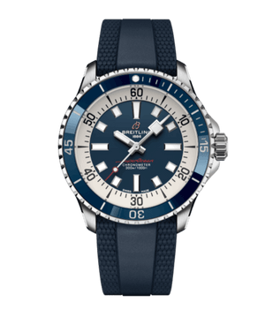 Breitling Superocean Automatic 42mm Blue Dial Blue Rubber Strap Watch for Men - A17375E71C1S1 Authentic Buy Shop Now