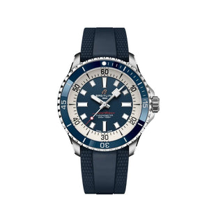 Breitling Superocean Automatic 44 Blue Dial Blue Rubber Strap Watch for Men - A17376211C1S1 Authentic Buy Shop Now