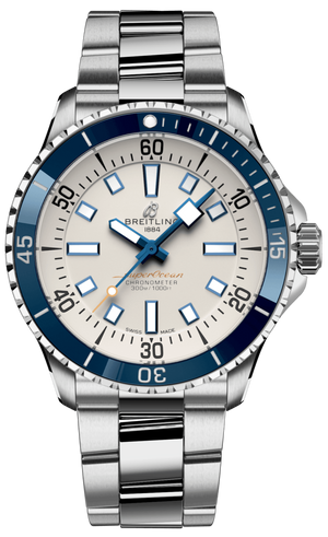 Breitling Superocean Automatic 42 White Dial Green Silver Steel Strap Watch for Men - A17375E71G1A1 Authentic Buy Shop Now