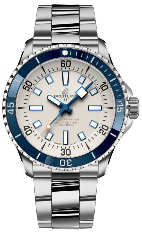 Breitling Superocean Automatic 42 White Dial Green Silver Steel Strap Watch for Men - A17375E71G1A1 Authentic Buy Shop Now
