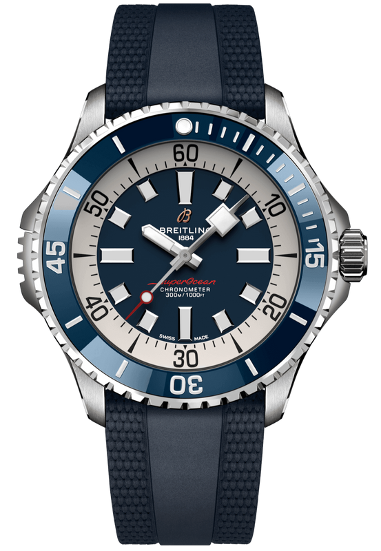 Breitling Superocean Automatic 46 Blue Dial Blue Rubber Strap Watch for Men - A17378E71C1S1 Authentic Buy Shop Now