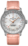 Breitling Navitimer Automatic 35 Mother of Pearl Dial Pink Leather Strap Watch for Women - A17395211A1P3 Authentic Buy Shop Now