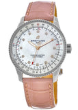 Breitling Navitimer Automatic 35 Mother of Pearl Dial Pink Leather Strap Watch for Women - A17395211A1P3 Authentic Buy Shop Now
