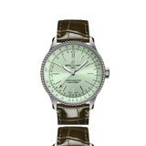 Breitling Navitimer Automatic 35 Green Dial Green Leather Strap Watch for Women - A17395361L1P1 Authentic Buy Shop Now