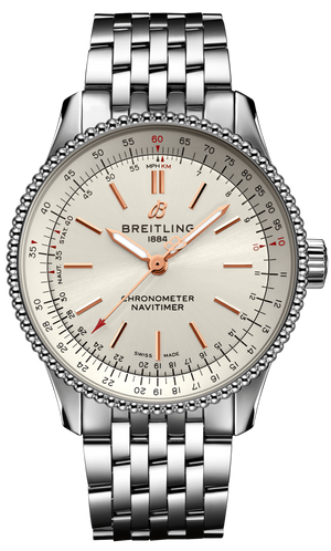Breitling Navitimer Automatic 35 White Dial Silver Steel Strap Watch for Men - A17395F41G1A1 Authentic Buy Shop Now