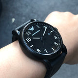 Emporio Armani Luigi Quartz Black Dial Black Silicon Strap Watch For Men - AR11071 Authentic Buy Shop Now
