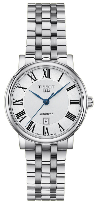 Tissot T Classic Carson Premium Automatic Lady Silver Dial Silver Steel Strap Watch for Women - T122.207.11.033.00 Authentic Buy Shop Now