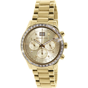 Michael Kors Brinkley Diamonds Gold Dial Gold Steel Strap Watch for Women - MK6187 Authentic Buy Shop Now