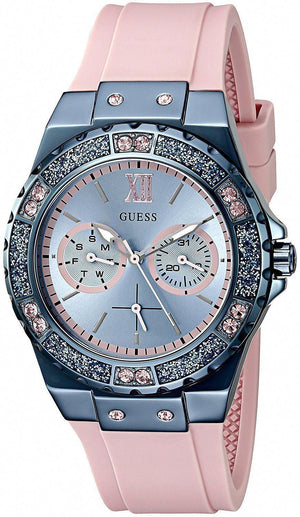 Guess Limelight Blue Dial Pink Rubber Strap Watch For Women - W0775L5 Authentic Buy Shop Now