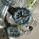 Fossil FB-03 Chronograph Green Dial Silver Steel Strap Watch for Men - FS5726 Authentic Buy Shop Now