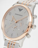 Emporio Armani Beta Chronograph Grey Dial Two Tone Steel Strap Watch For Men - AR1864 Authentic Buy Shop Now