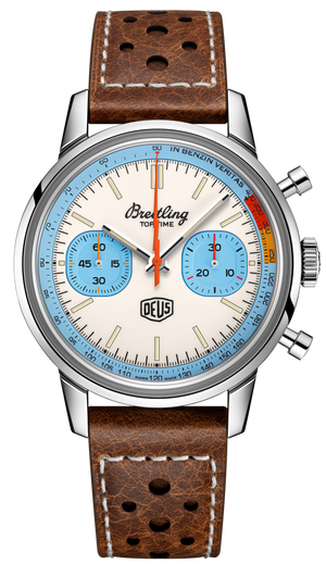 Breitling Top Time Deus Limited Edition White Dial Brown Leather Strap Watch for Men - A233112A1A1X1 Authentic Buy Shop Now