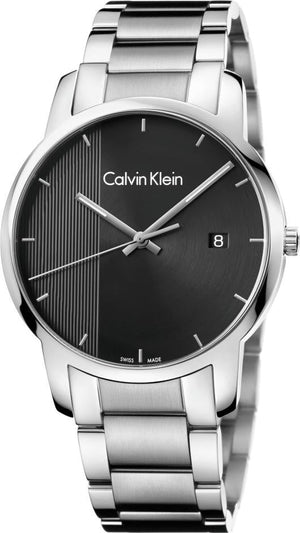 Calvin Klein City Chronograph Black Dial Silver Steel Strap Watch for Men - K2G2G14Y Authentic Buy Shop Now