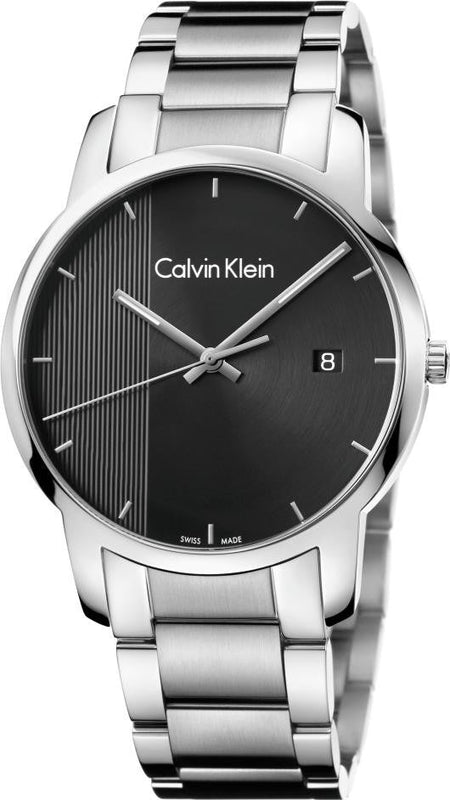 Calvin Klein City Chronograph Black Dial Silver Steel Strap Watch for Men - K2G2G14Y Authentic Buy Shop Now