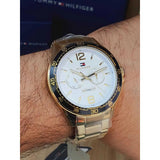 Tommy Hilfiger Sport White Dial Gold Steel Strap Watch for Men - 1791365 Authentic Buy Shop Now