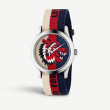 Gucci G Timeless Quartz White Red Blue Dial Multicolored NATO Strap Watch For Men - YA1264059 Authentic Buy Shop Now