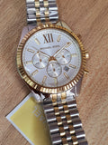 Michael Kors Lexington Silver Dial Two Tone Steel Strap Watch for Men - MK8344 Authentic Buy Shop Now