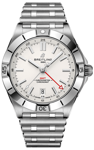 Breitling Chronomat GMT 40 White Dial Silver Steel Strap Watch for Men - A32398101A1A1 Authentic Buy Shop Now