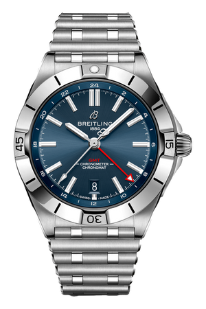 Breitling Chronomat GMT 40 Blue Dial Silver Steel Strap Watch for Men - A32398101C1A1 Authentic Buy Shop Now