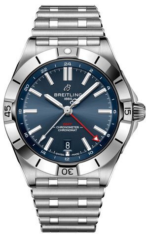 Breitling Chronomat GMT 40 Blue Dial Silver Steel Strap Watch for Men - A32398101C1A1 Authentic Buy Shop Now