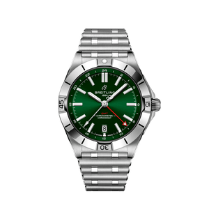 Breitling Chronomat GMT 40 Green Dial Silver Steel Strap Watch for Men - A32398101L1A1 Authentic Buy Shop Now