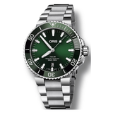 Oris Aquis Date Green Dial Silver Steel Strap Watch for Men - 0173377304157-0782405PEB Authentic Buy Shop Now
