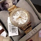 Guess Dazzler Diamonds Silver Dial Gold Steel Strap Watch for Women - W0335L2 Authentic Buy Shop Now