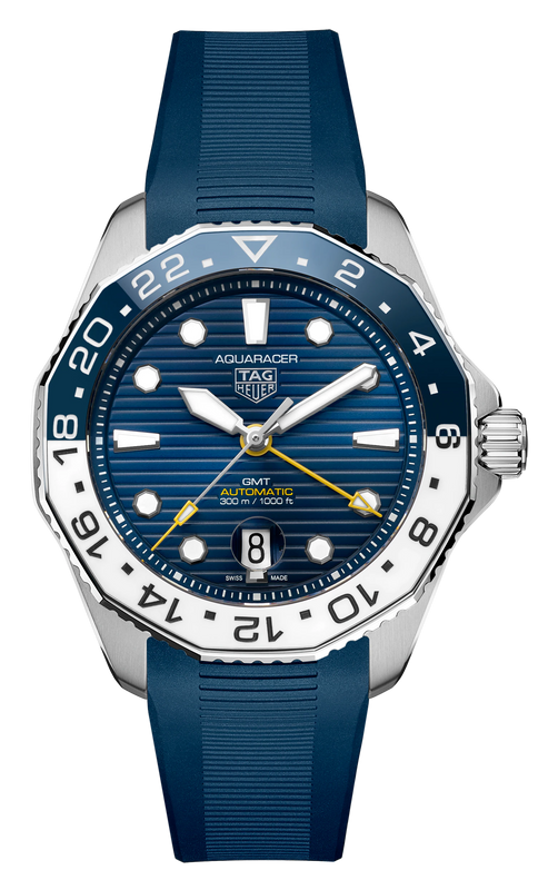 Tag Heuer Aquaracer Professional 300 GMT Automatic Blue Dial Blue Rubber Strap Watch for Men - WBP2010.FT6198 Authentic Buy Shop Now