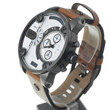 Diesel SBA Dual Time Chronograph White Dial Brown Leather Strap Watch For Men - DZ7269 Authentic Buy Shop Now