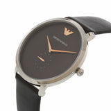 Emporio Armani Modern Slim Quartz Grey Dial Black Leather Strap Watch For Men - AR11162 Authentic Buy Shop Now