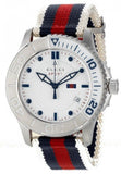 Gucci G Timeless Quartz White Dial Two Tone Nylon Strap Watch for Men - YA126239 Authentic Buy Shop Now
