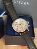 Tommy Hilfiger Trent Multifunction White Dial Black Leather Strap Watch for Men - 1791138 Authentic Buy Shop Now